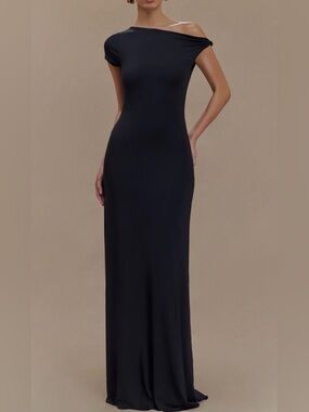 Meshki One-Shoulder Black Maxi Dress